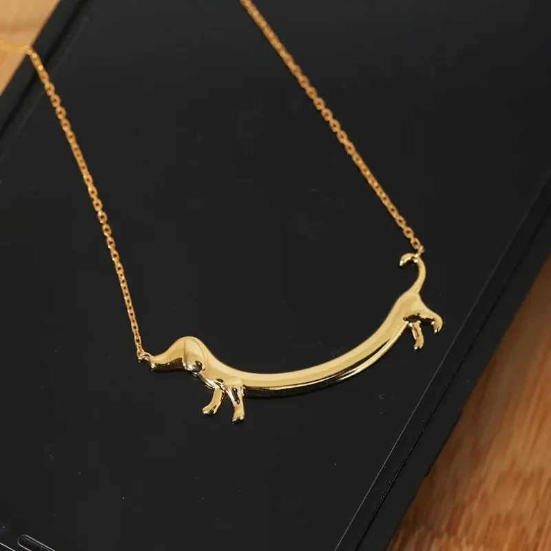 Niedliche Tier hunde Halsketten vergoldet kreative Anhänger Schlüsselbein Kette Halskette Damen Mädchen Schmuck Drops hipping