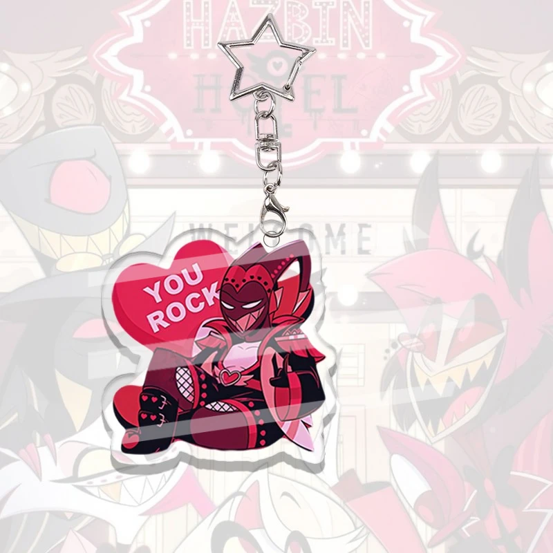 Hazbin Hotel Acrylic Keychain Kawaii Alastor Angel Dust Velvette Niffty Vaggie Backpack Bag Pendant Accessories Birthday Gift view 6