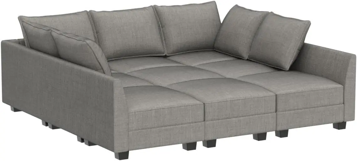 Modular Sectional Sofa with Storage Sleeper Sectional Sofa Modular Sectional Couch for Living Room Grey Flexible Combination