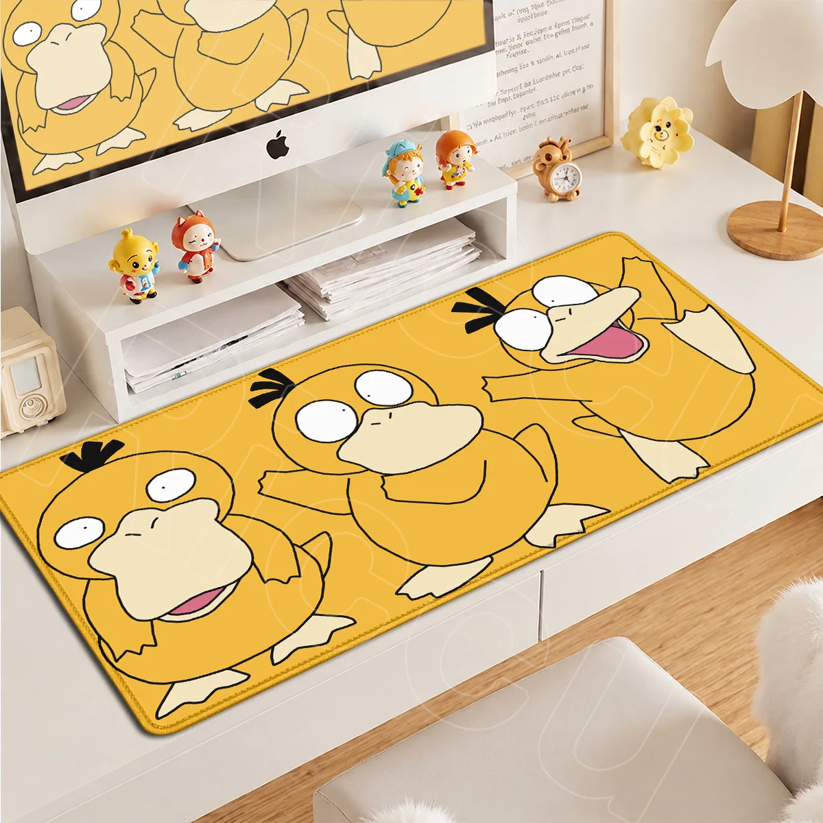 Büro-Computer-Mauspad aus Gummi, Kawaii, Hot P-Pokemon Psyduck, 900 x 400 mm, für Spiele, Laptop, Schreibtischunterlage, rutschfest, großes PC-Zubehör, Teppich – Detail 2