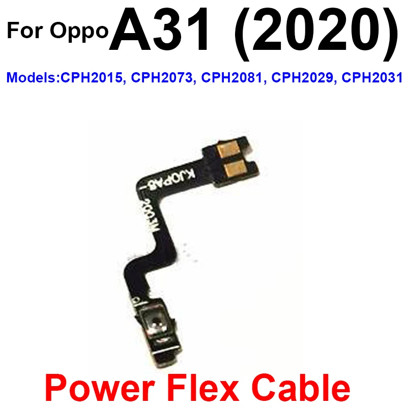 Cable flexible de potencia de volumen para OPPO A5, A9, A31, A33, A91, A92, A93, 2020, 4G, botones de encendido y apagado, Botón lateral Voulme