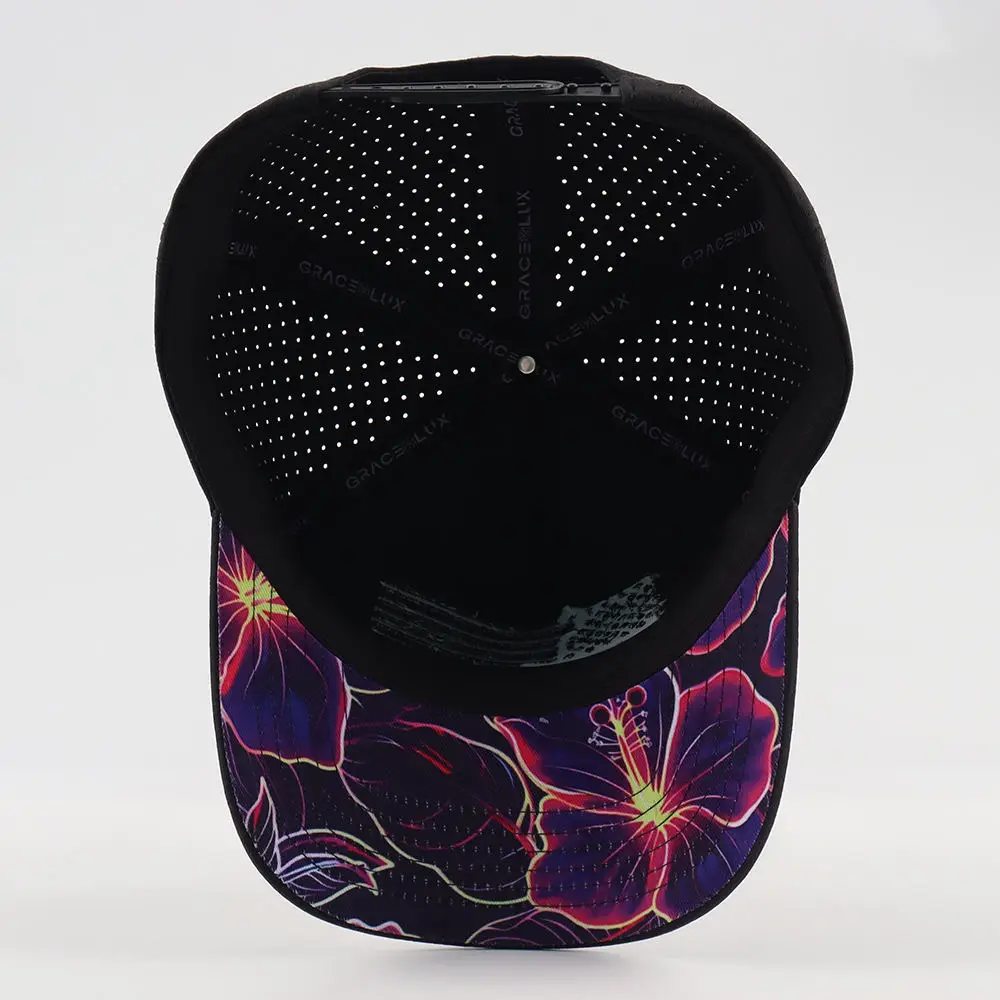 Customized Logo 5 Panel Performance Baseball Cap Waterproof Quick Drying with Laser Cut Hole Ideal for Sports And Outdoor Activi view 4