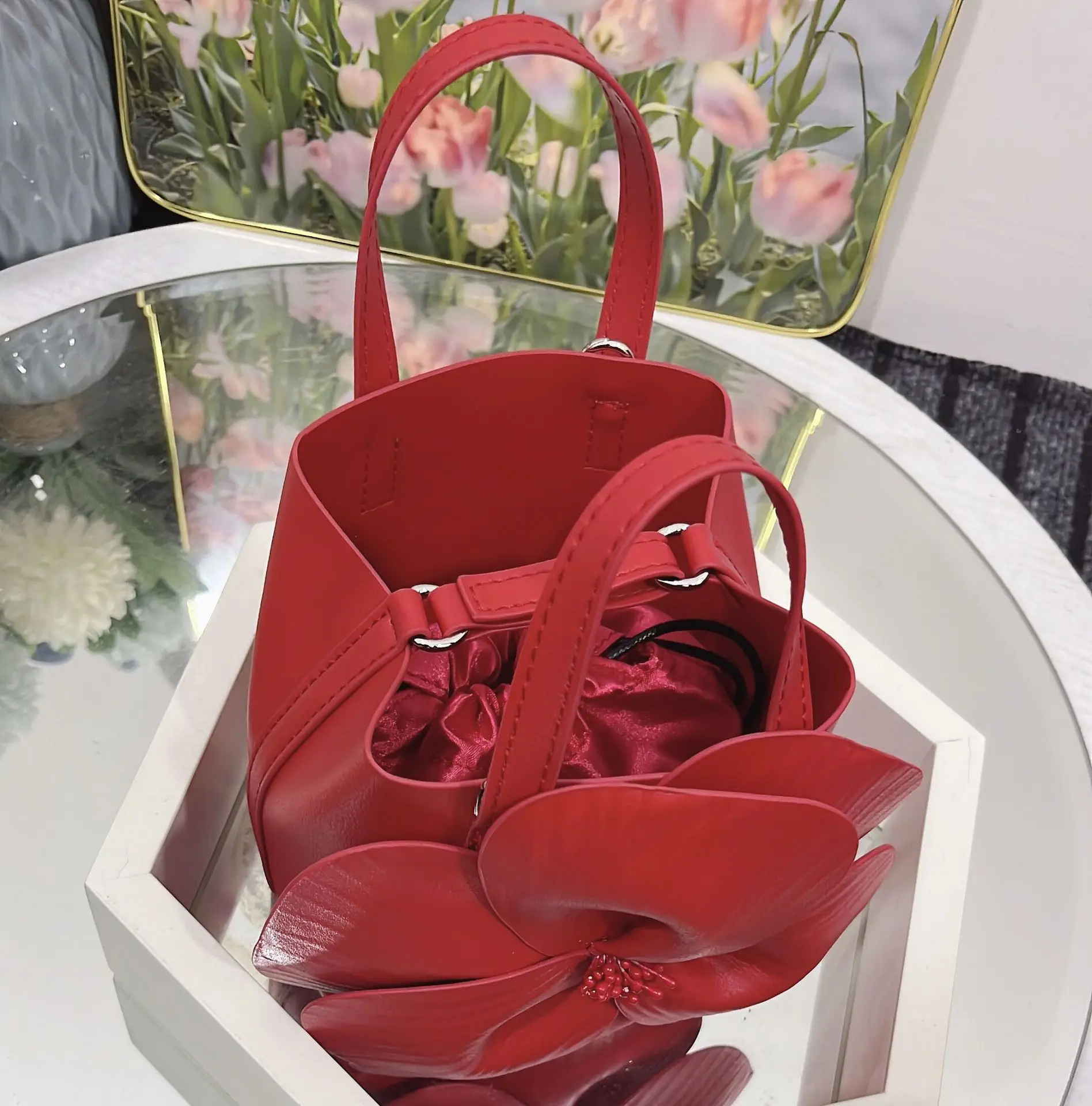 High-end Flower Bucket Bag 2024 Clutches Bag for Women Elegant Handbag Party Evening Bags Wedding Purse