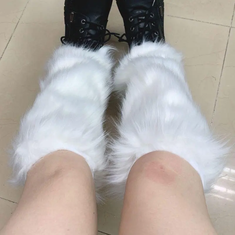 

Women Faux Fur Leg Warmers Women Fall Leggings Jk Boots Stocking Girls Lolita Punk Boot Cover Harajuku Fur Foot Warming Cover