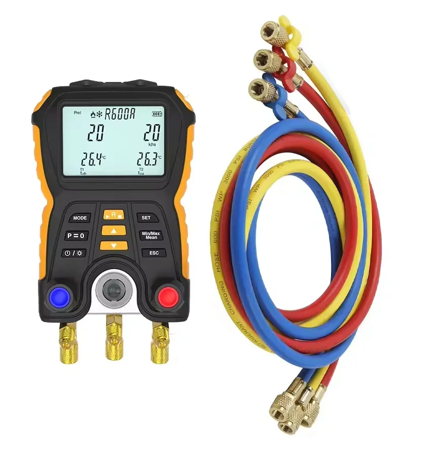 Waterproof Reinforced Hook Digital Refrigeration Manometers Eliteches Refrigerant Manifold Pressure Gauges