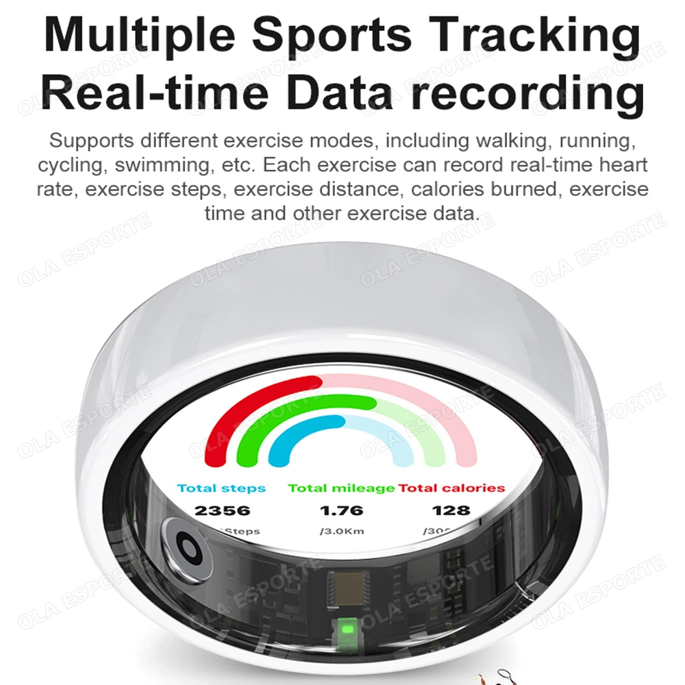 New Men Women Couple Smart Ring Health and Sleep Monitoring Multi Sport Mode Gesture Control 5ATM Waterproof With Charging Case