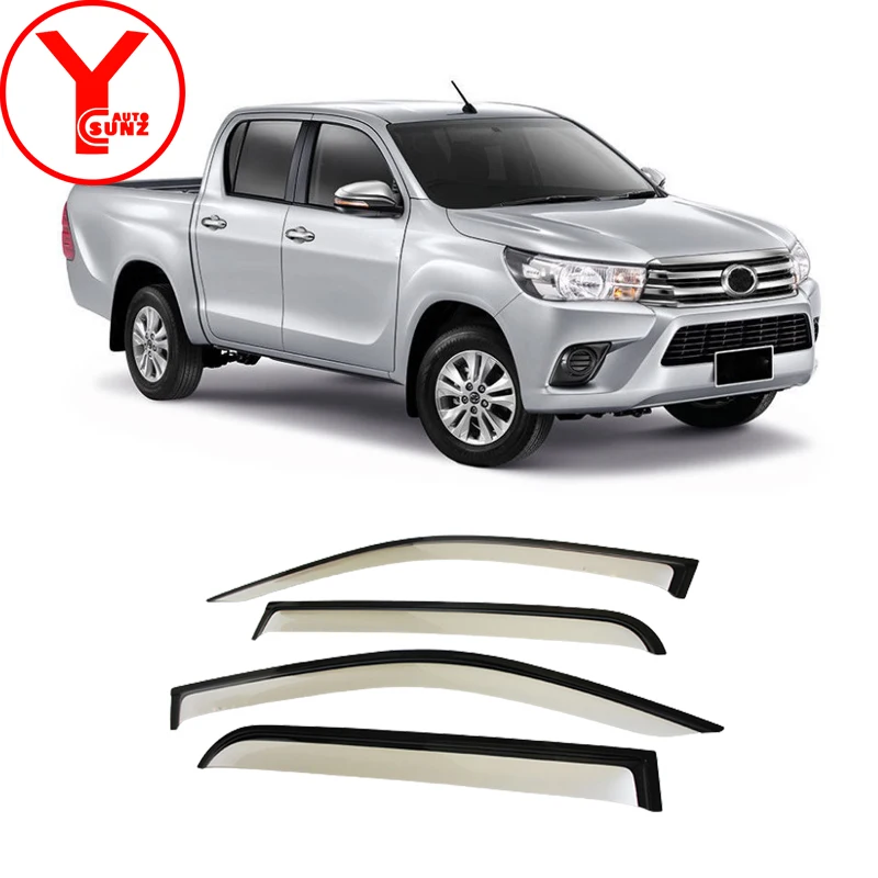 

Tuning Wind Deflector Car Vent visor Door Side Window Guard Deflectors For Toyota Hilux Revo Rocco 2016 2017 2018 2019 2020 2021