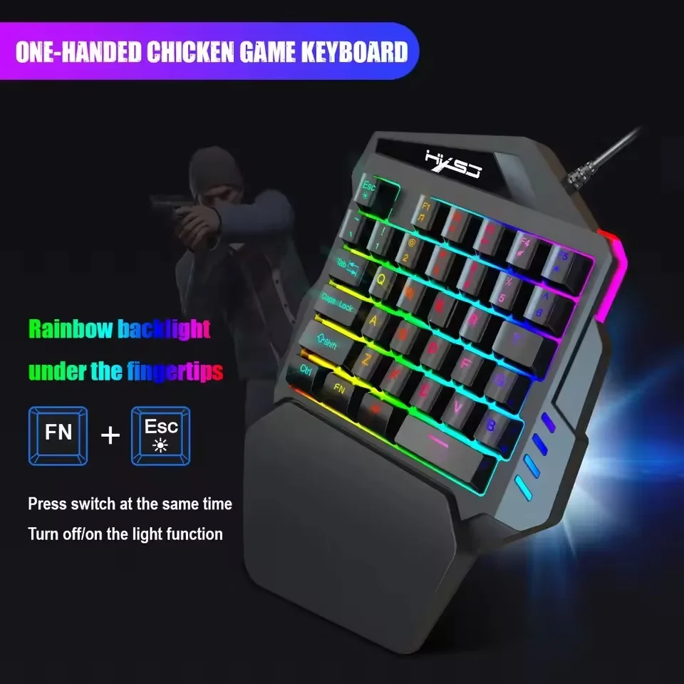 YP ZLRLMHY RGB Backlit Compact Mini Ultra Portable Mobile Phone Best-selling 35 Key Thin Film One Handed Gaming Keyboard