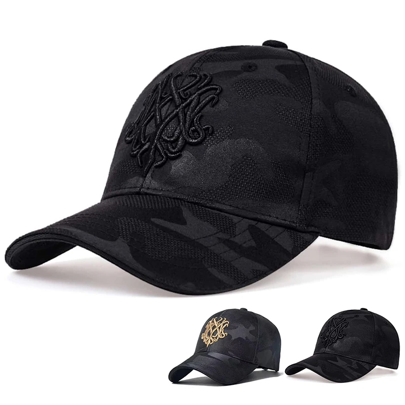 Unisex Black Camouflage Printed Embroidery Baseball Caps Spring and Autumn Outdoor Adjustable Casual Hats Sunscreen Hat