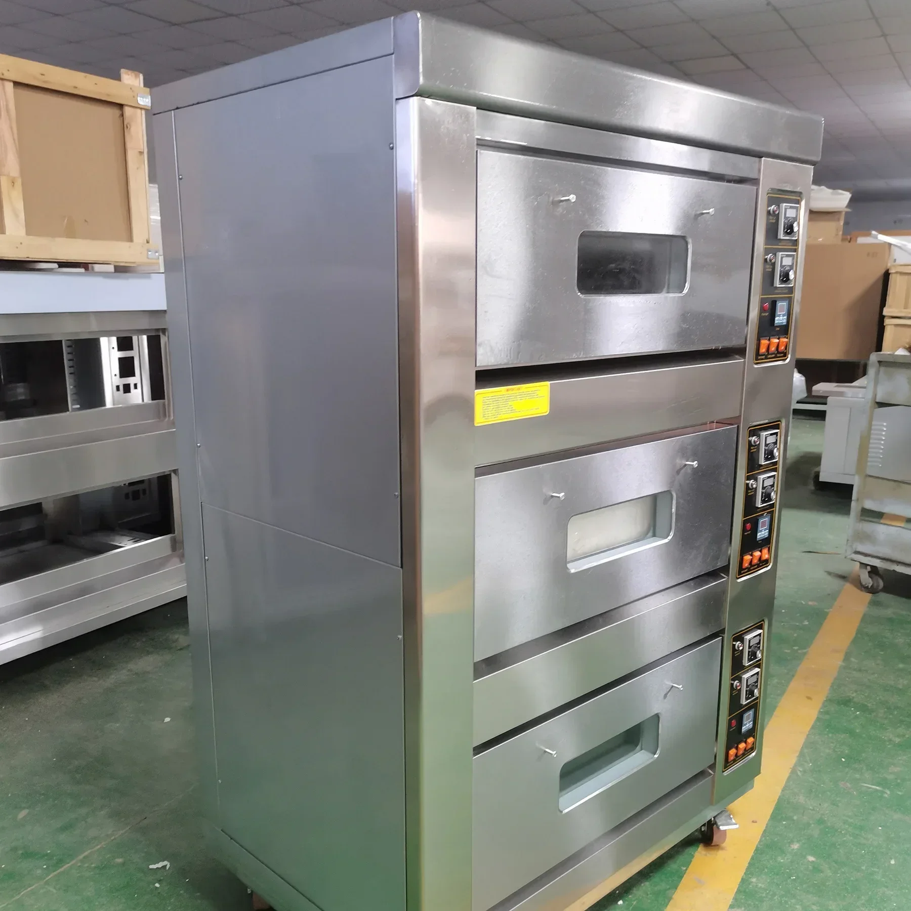 Commercial Industrial Bakery Electric and Gas Deck Pizza Bread 3 Deck 6 Trays Baking Oven