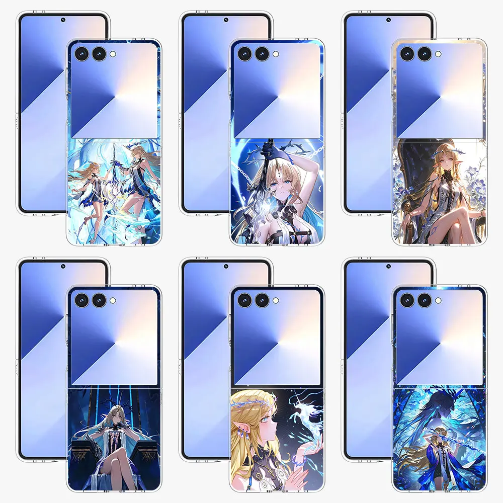 Phone Case For Samsung Galaxy Z Flip7 Flip8 Transparent Cover Z Flip 8 7 TPU Folding Shell Zflip7 Zflip8 Cartoon Cute Cartethyia