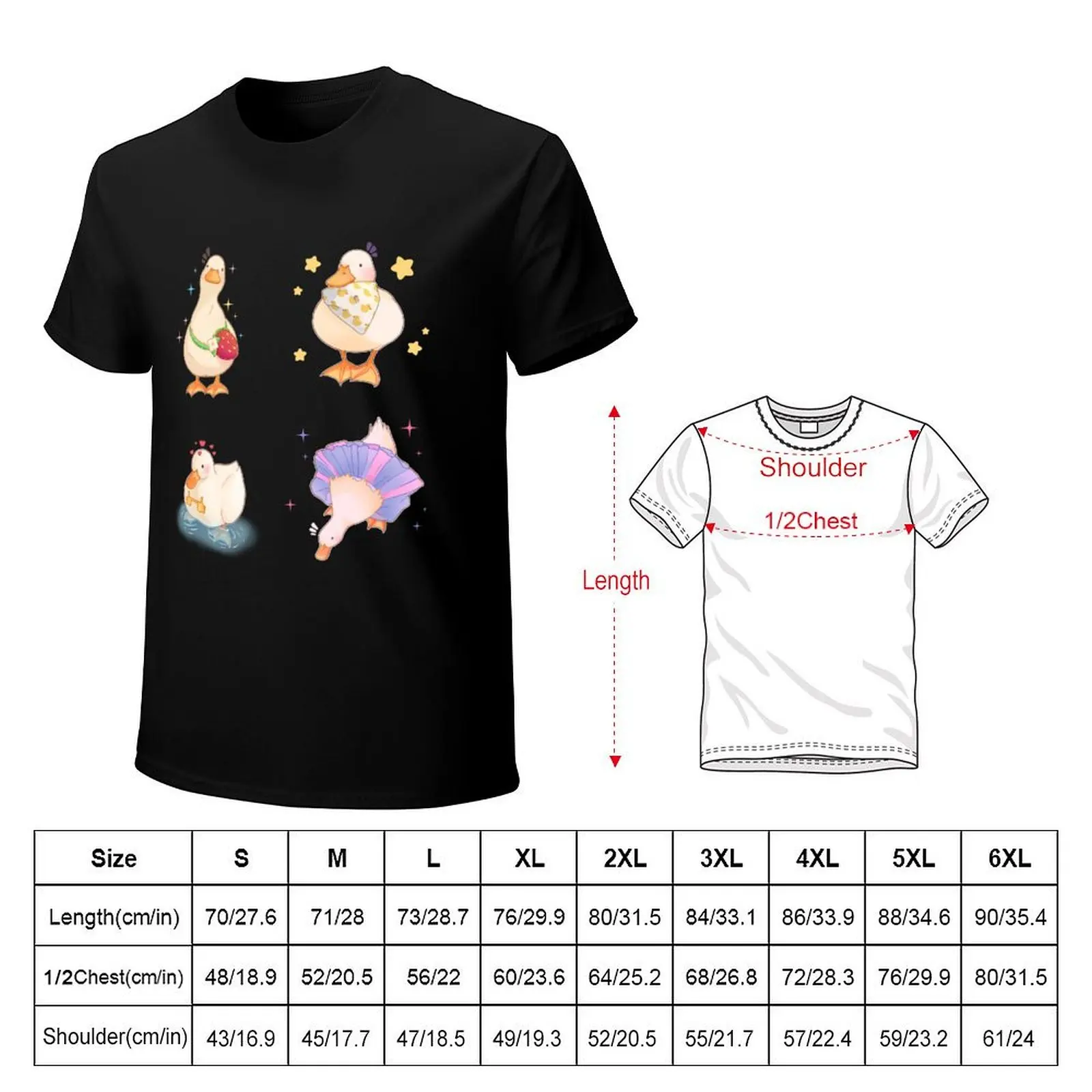 sticker pack of cute ducks T-Shirt Fashion Print Casual Short Sleeve