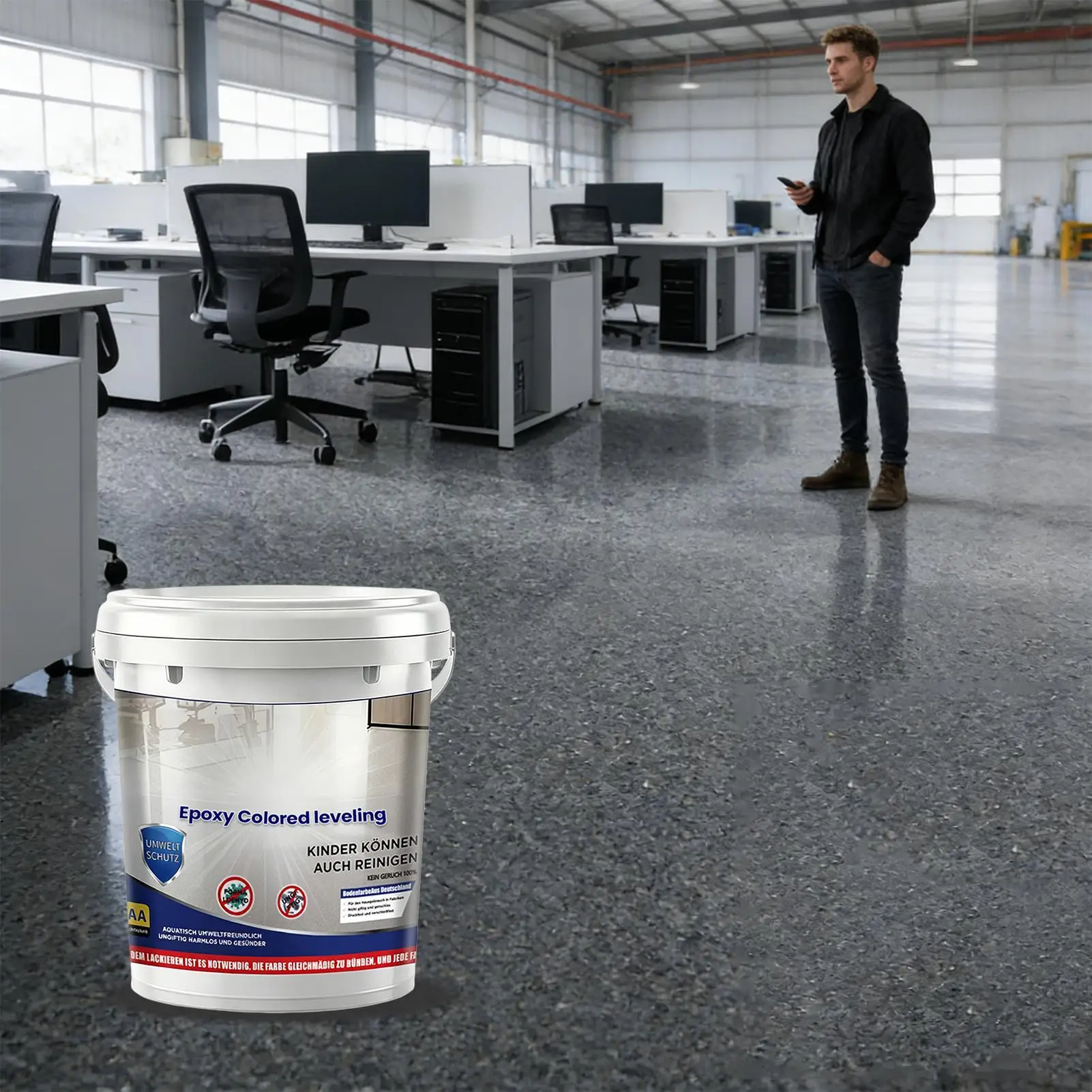 Epoxy Colored Sand Self Leveling Floor Paint Quick Drying High-Gloss Self-Leveling Coating Long-lasting Protection Wear Resist