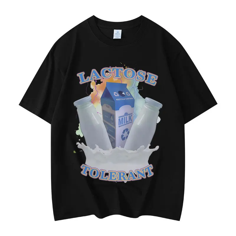 

Lactose Tolerant Funny Meme T-shirts Men Women Clothing Hot Sale 2025 Short Sleeve T-shirt High Quality Cotton Oversized T Shirt