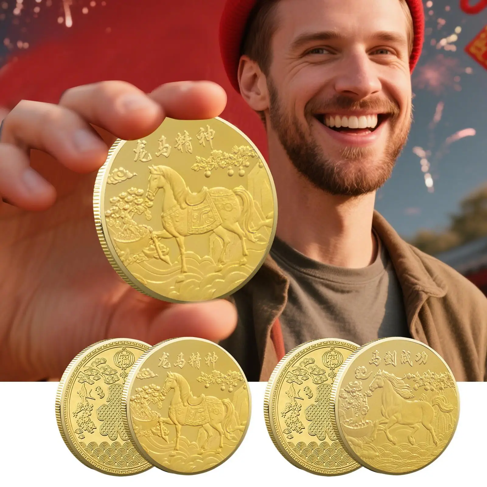Year Of The Horse Commemorative Metal Coin Ornament Traditional Success Collectibles 2026 Chinese New Year Gifts Collection Coin