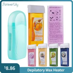 foreverlily 3in1 Roll On Depilatory Wax Heater Face Body Hair Removal Epilator Wax Heating Machine with Waxing Strips Paper