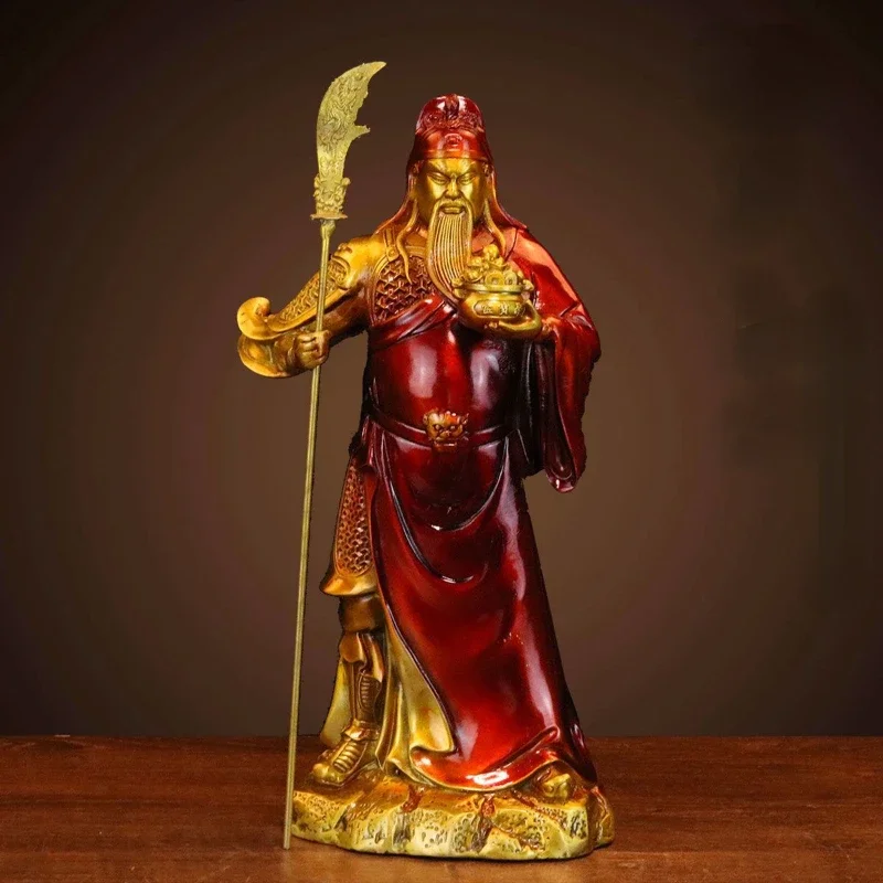 Feng Shui Inviting Wealth Pure Copper Guan Yu Statue of God of Wealth Guan Gong Living Room Store Ornaments