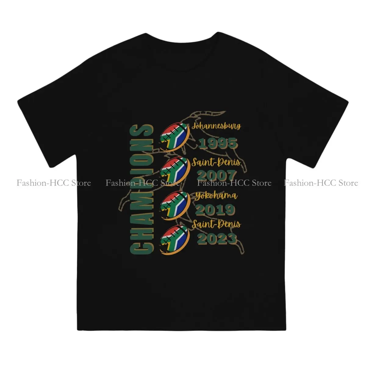 Victorious Champions Fourth Win South Afric Springbok Rugby T Shirt Punk O-Neck TShirt Harajuku Streetwear Polyester