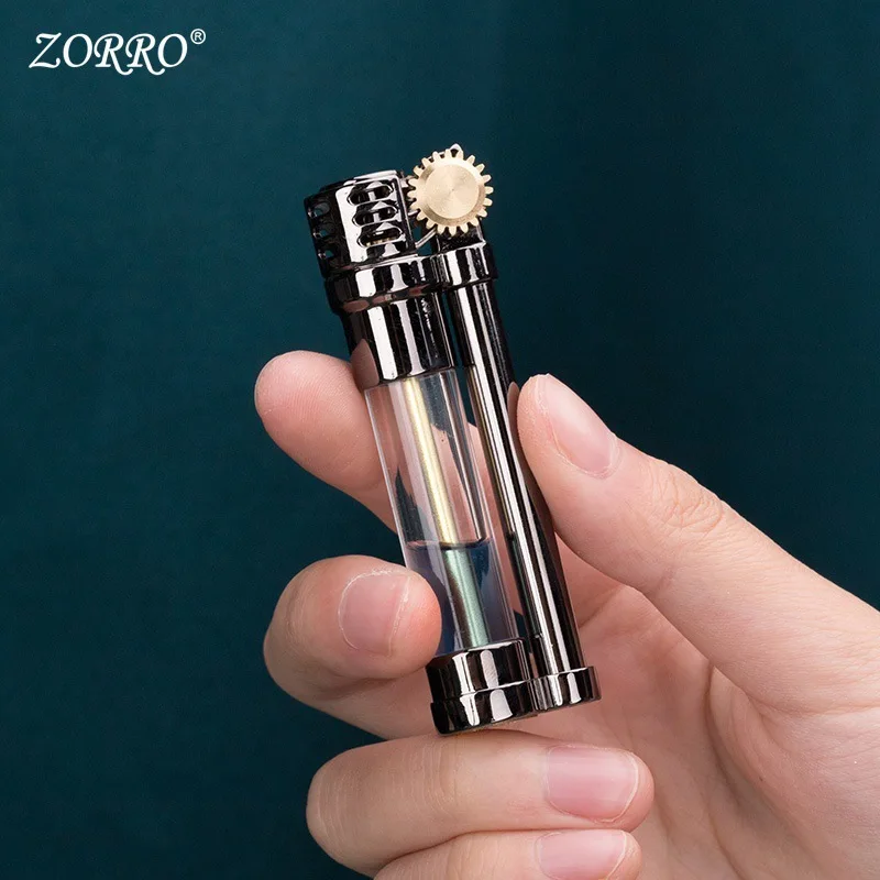 ZORRO Creative Visual Transparent Oil Storage Old Style Grinding Wheel Windproof Igniter, Smoking Accessories