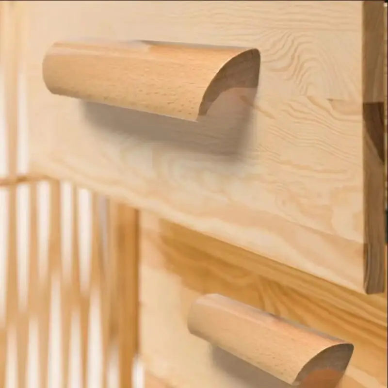 Solid Walnut Wooden Drawer Pull Single Hole Wardrobe Cabinet Furniture Knob With Mount Screws Nordic Style Handle 1Pc