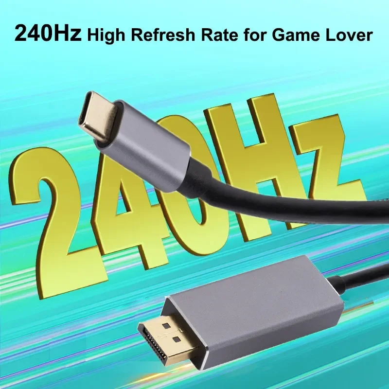 كابل USB C إلى DisplayPort 8K60 هرتز TYPE-C إلى DP كابل من النوع C 3.1 إلى 4K 120 هرتز Displayport 1.4 كابل لماك بوك اير برو سامسونج