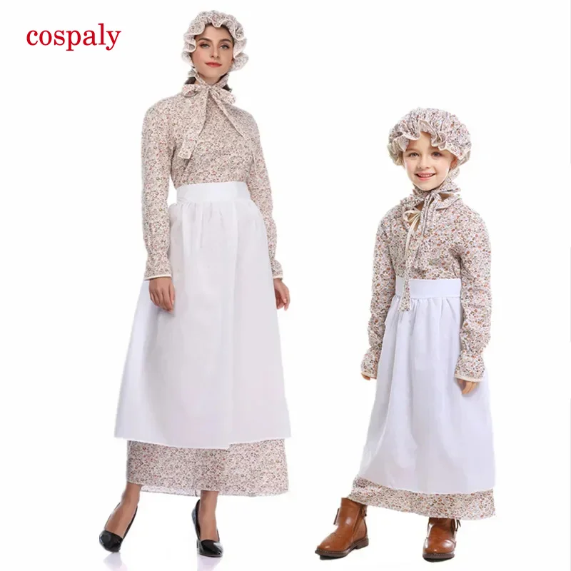 Parent-Child Wolf Grandma Costume Halloween Fairy Tale Theme Party Women And Girl Cosplay Idyllic Farm Maid Performance Clothing