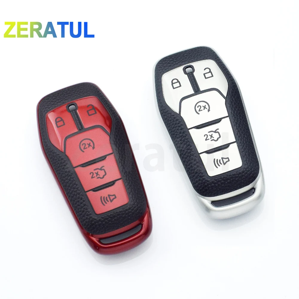 Soft TPU Leather Car Key Case Cover Shell Fob For Ford Fusion Mondeo Mustang F-150 Explorer Edge 2015 2016 2017 2018 Accessories
