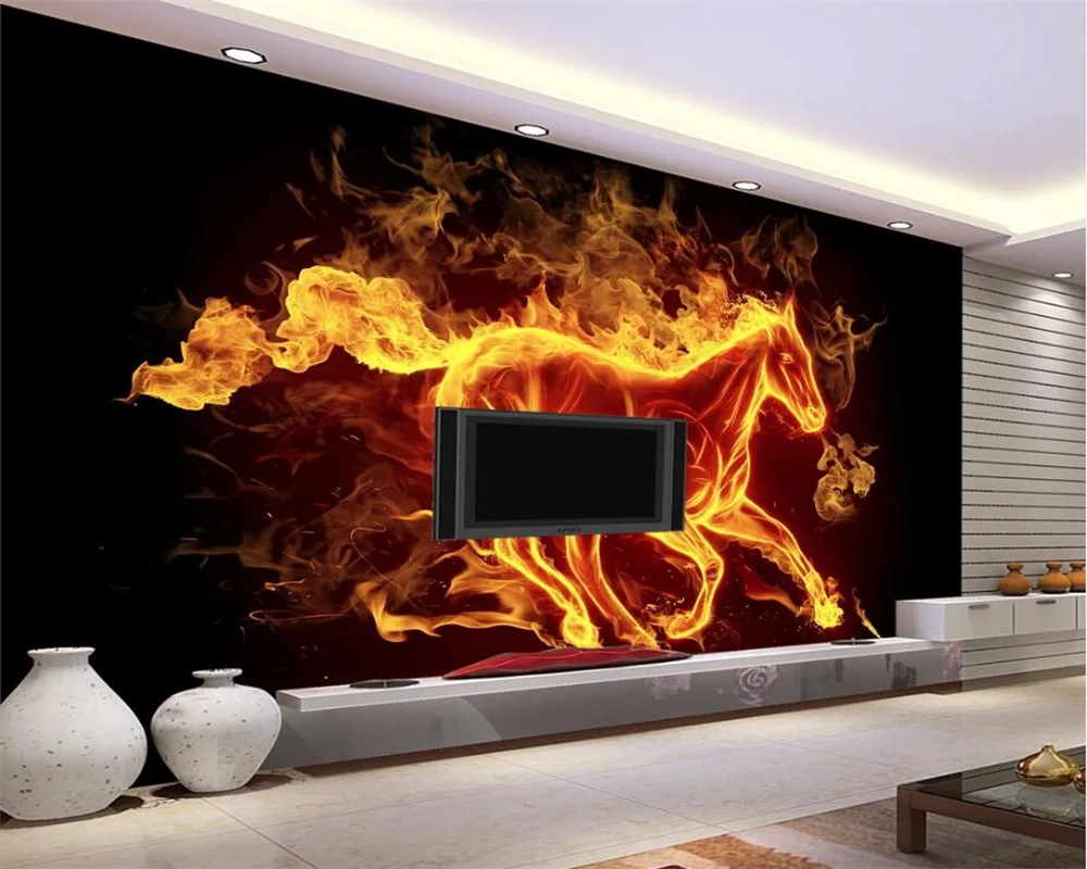 Custom wallpaper 3D murals flame horse high-end TV background wall living room bedroom wall papers home decor mural 3d wallpaper