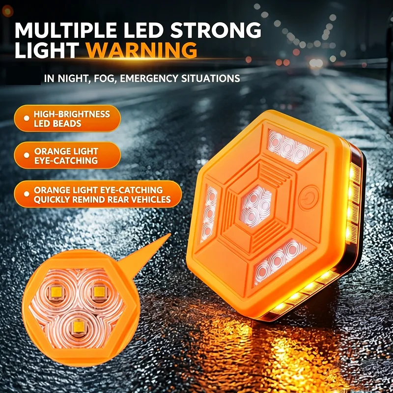 オレンジ-led-道路フレア警告灯充電式磁気緊急点滅ライト防水車の安全信号灯