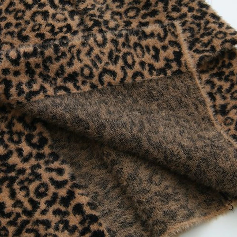 2023 Winter New Women Fashion Mid-Length Faux Mink Fur Coat Female Casual Large Size Thicken Korean Style Leopard Print Overcoat