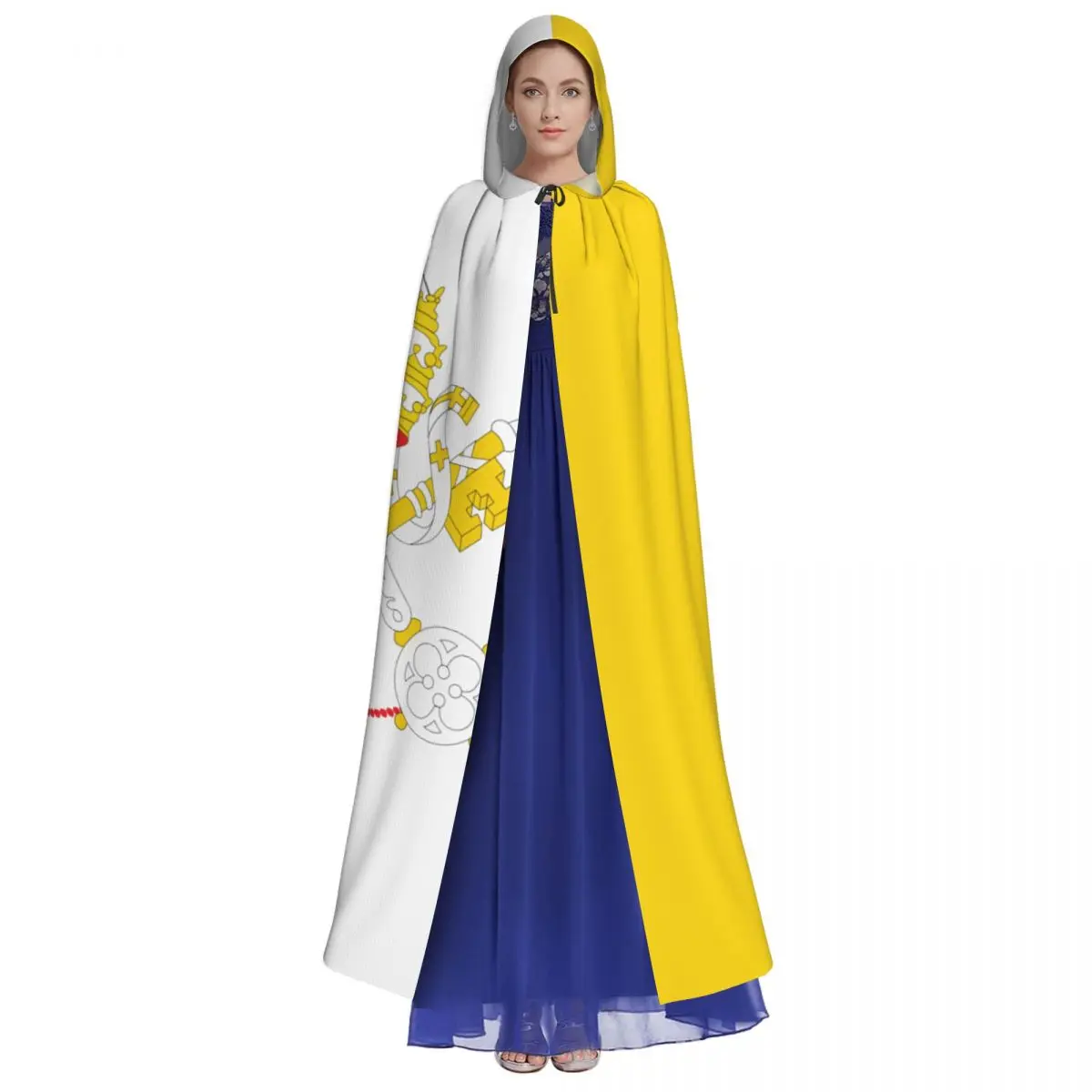 Vatican City Flag Unisex Witch Party Reversible Hooded Adult Vampires Cape Cloak