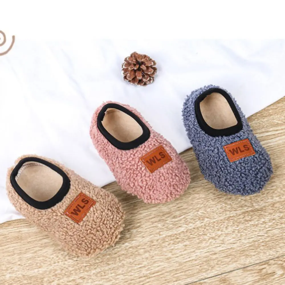 Comfortable Baby Slippers Soft Sole Fleece Lining Baby Floor Socks Anti-slip Cute Cartoon Warm Shoes For Children