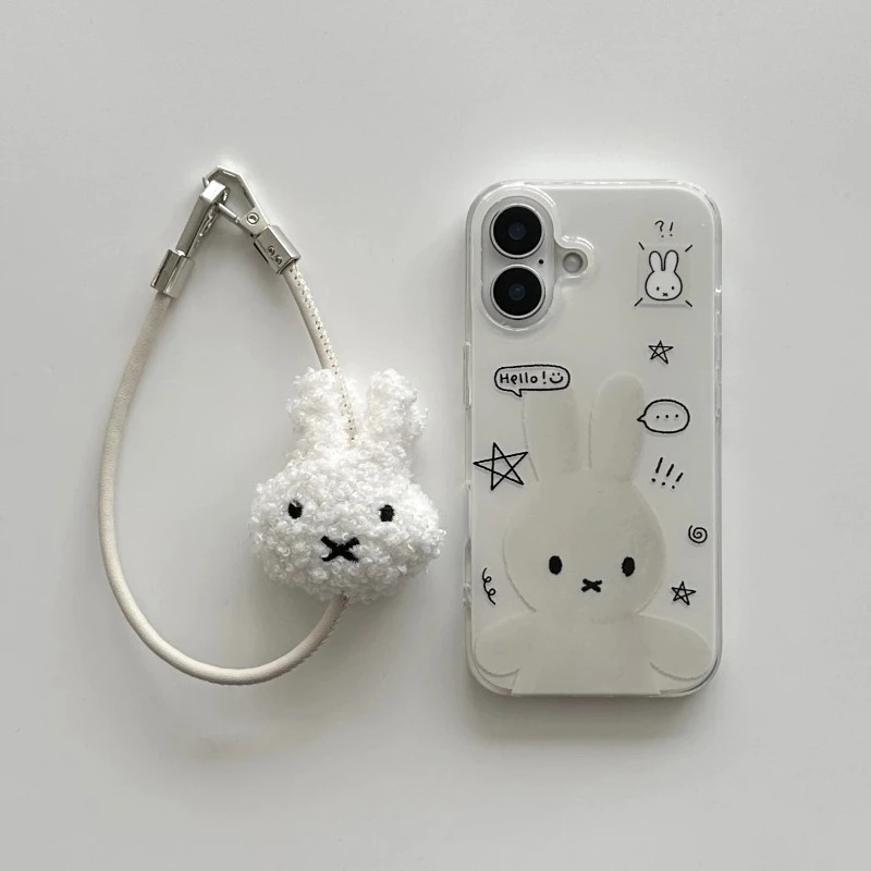 Miffy Rabbit Mobile Phone Lanyard Leather Simple Girls Autumn and Winter Plush Handmade Original Pendant Rabbit