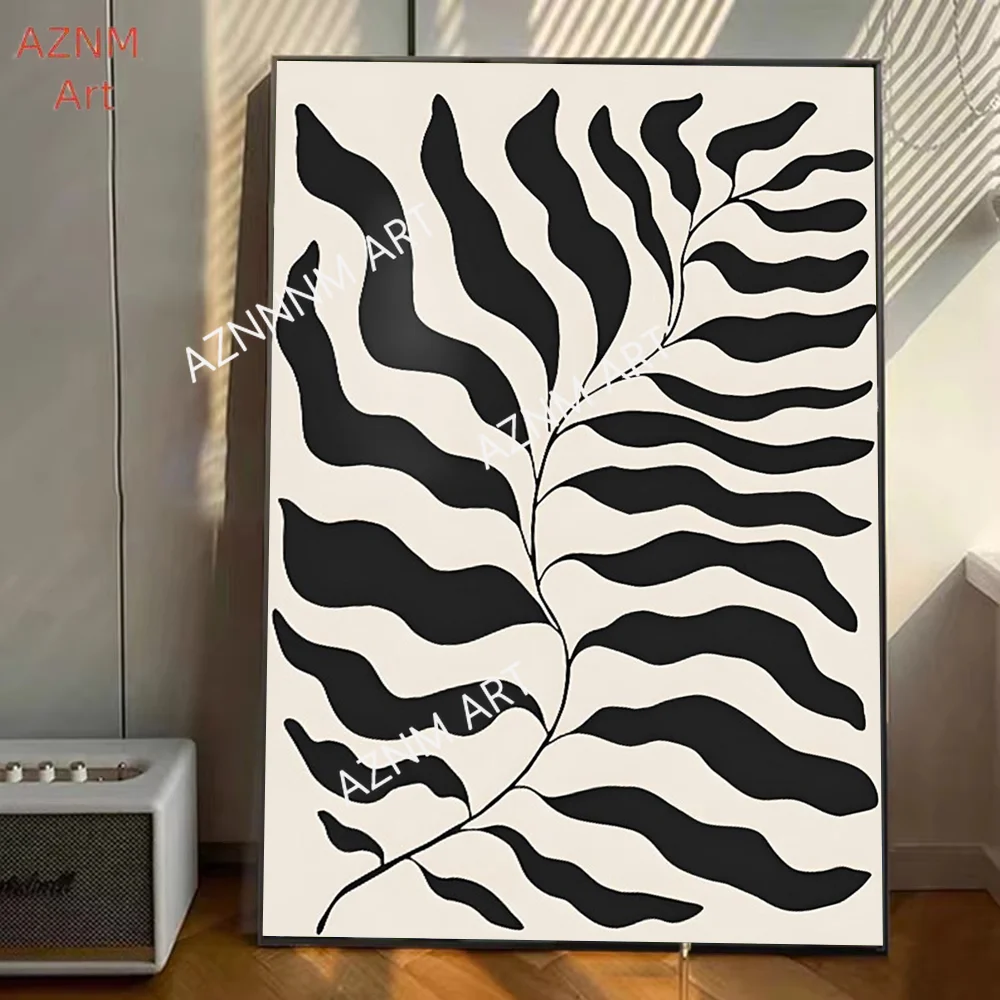 Abstract Geometric Beige Black Boho Poster Stickers Art Wall Murals Decor Game Room Decor Gifts Kawaii HD Painting Cat Cars