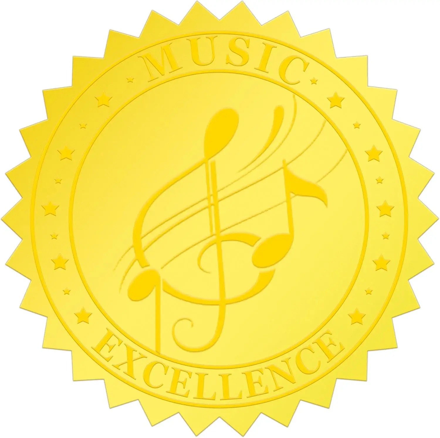 

500 шт., уплотнения для сертификатов музыкальных нот из золотой фольги, 1,75 дюйма, тисненные самоклеящиеся наклейки для наградов, приглашений и выпускных услуг