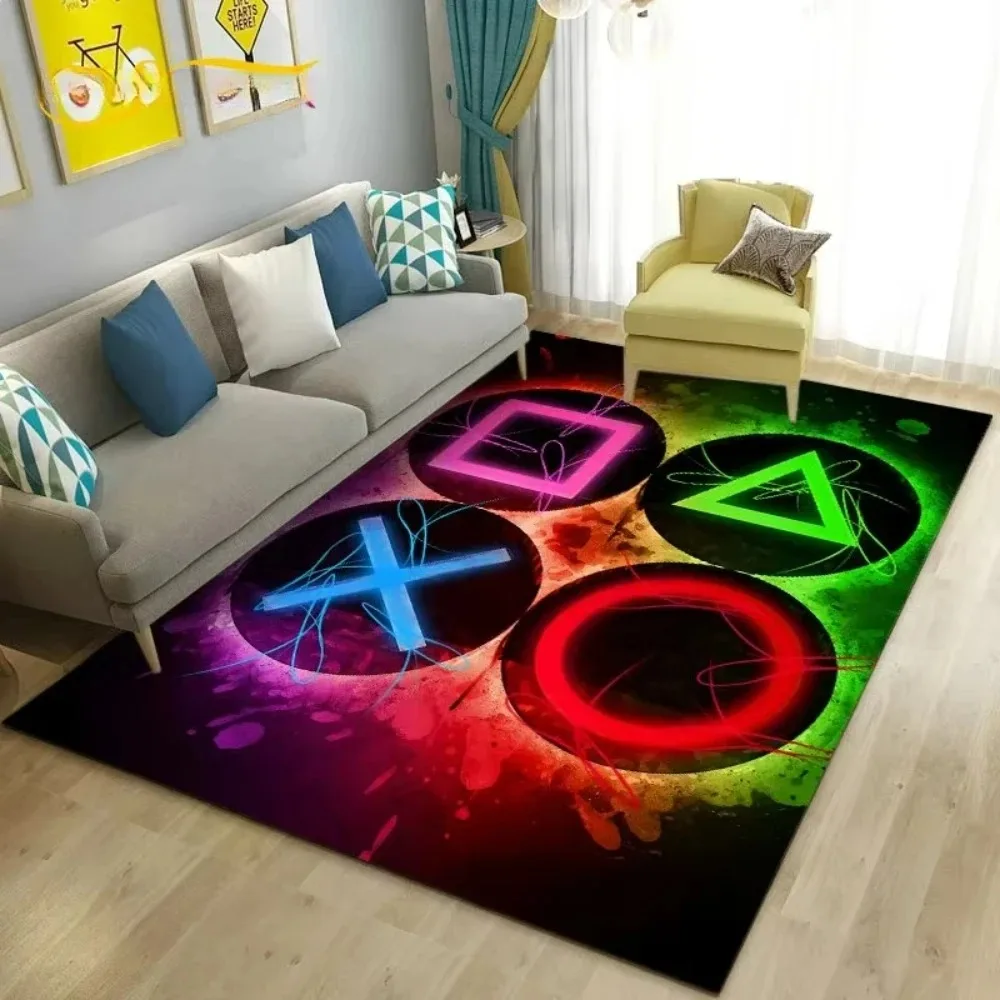 Fashion Color Gamepad Buttons Inspired Carpet Men's Cave Game Room Floor Mat Living Room Sofa Decor Rug Bedside Nonslip Rugs INS