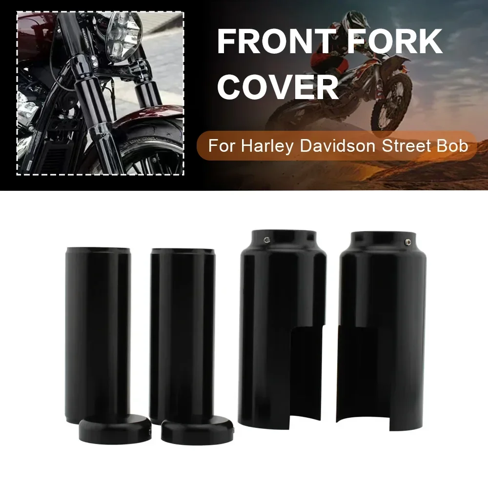 Street Bob Motorcycle Front Fork Cover Tubes Caps Set Decorative Protection Aluminum For Harley Davidson Street Bob 2018-2022