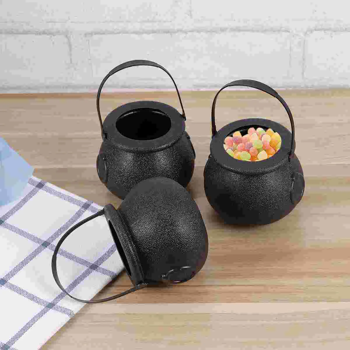 10 Pcs Decoration Mini Black Kettle Halloween Candy Bucket Holder Trick Treat Small Child