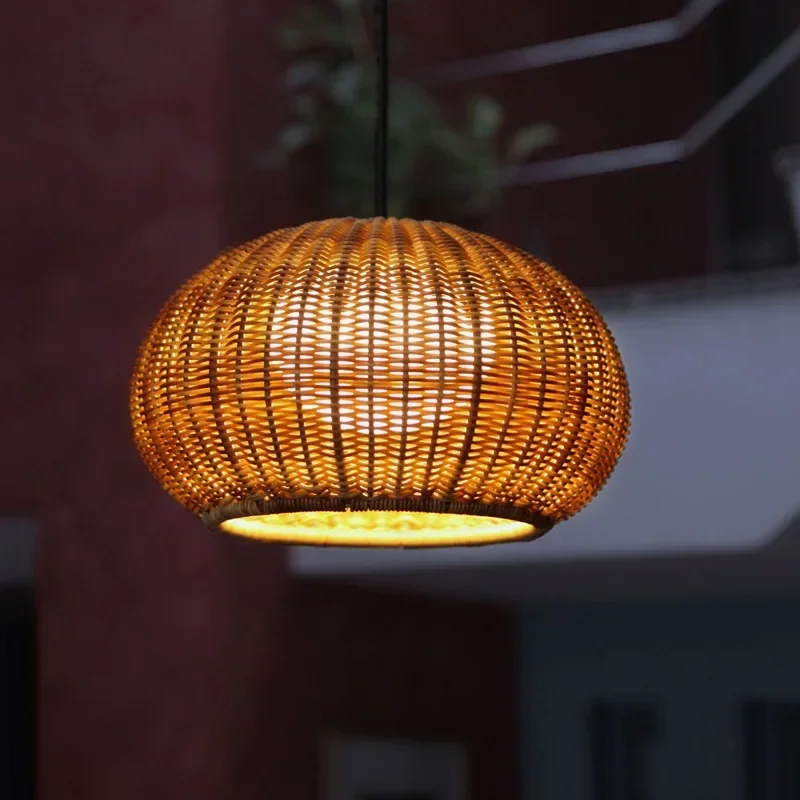 

2025 Outdoor Waterproof Lustre Pendant Lights Chinese Style Courtyard Villa Hanging Lamp Garden Restaurant Rattan Weaving Lamp