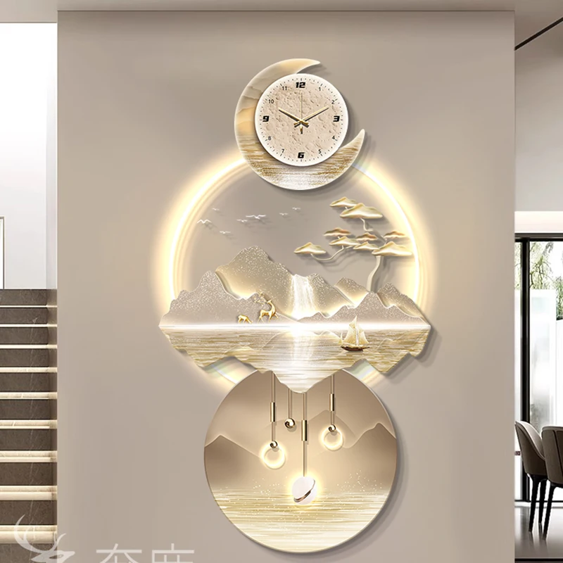 Nordic Restaurant Wandklokken Eenvoudige Mode Chinese Stijl Slaapkamers Klok Muur Lichtgevende Relogio De Parede Ornamenten Home Decor