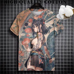 Top quality 100% cotton Summer Men T Shirts Cool Samurai Tattoo Graphic T-Shirt Trend Casual Harajuku Streetwear Hip Hop Tops