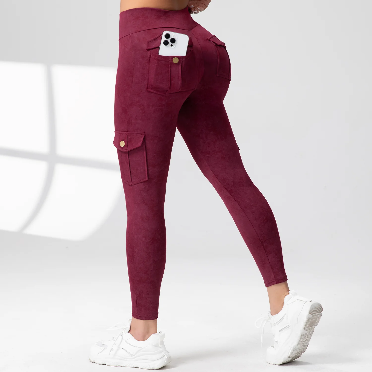 Damskie spodnie cargo do jogi z kieszeniami, z nadrukiem, modelujące pośladki, elastyczne, dopasowane, z wysokim stanem, do jazdy na rowerze, sportowe legginsy do jogi.