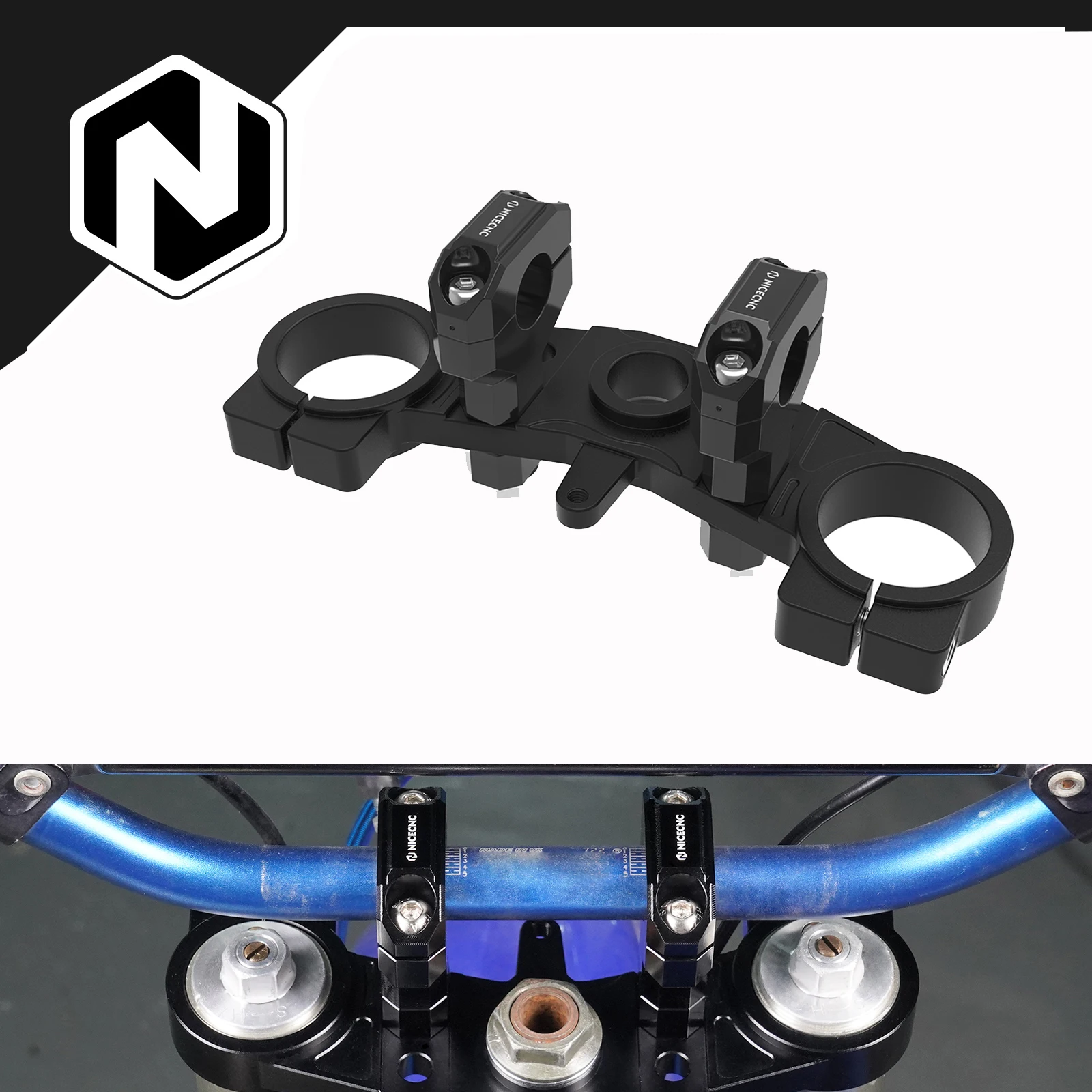 

NICECNC For Yamaha YZ85 2002-2022 2021 Upper Triple Tree Clamp YZ80 1993-2001 2000 YZ 85 80 Billet Aluminum CNC-machined Black