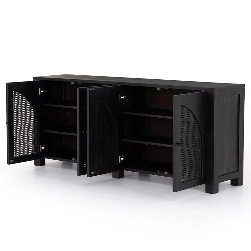 Nordic arched door retro solid wood chest chest drawer bedroom living room dining side  locker storage porch rattan cabinet
