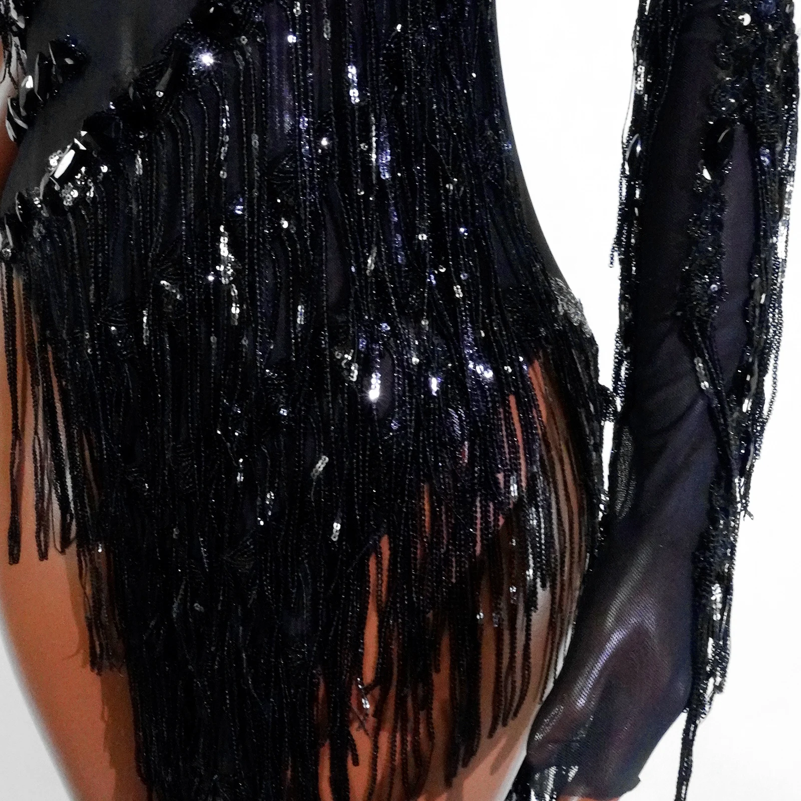 여성용 섹시한 오프숄더 드레스 라인스톤 태슬 댄스 공연 및 생일 파티 나이트클럽 가수 드래그 퀸