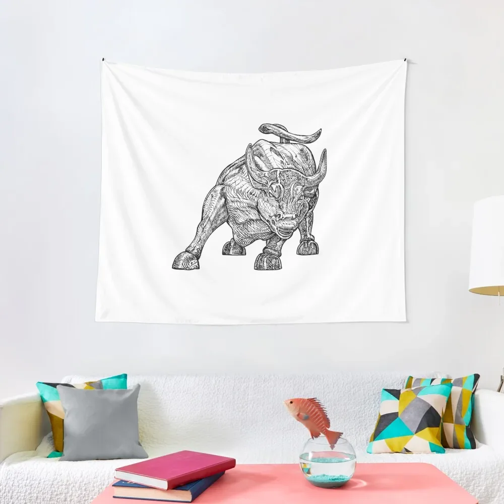 WALL STREET BULL ink portrait Tapestry Wall Decoration Bedrooms Decor Home Decoration Tapestry