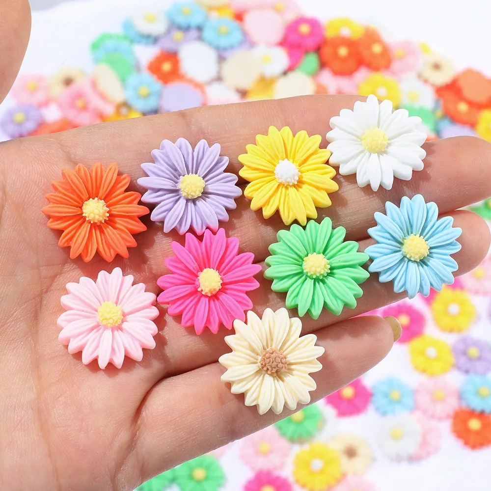 20pcs Resin Daisy Flower Sunflower Flatbacks Cabochons Embellishments DIY Crafts For Cards Decorations Hair Charms Jewelry