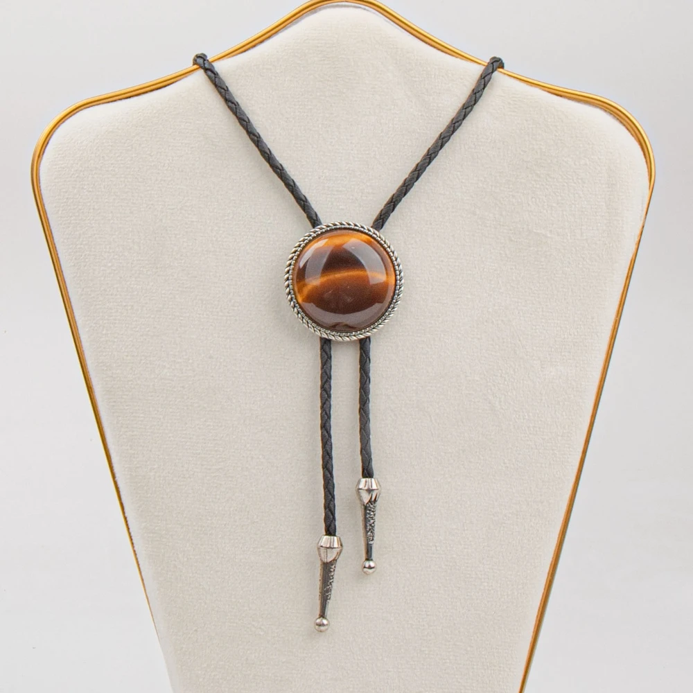 gravata-bolo-vintage-com-pedra-turquesa-e-couro-trancado-para-homens-e-mulheres-acessorio-de-moda-para-presentes-de-festas-casuais