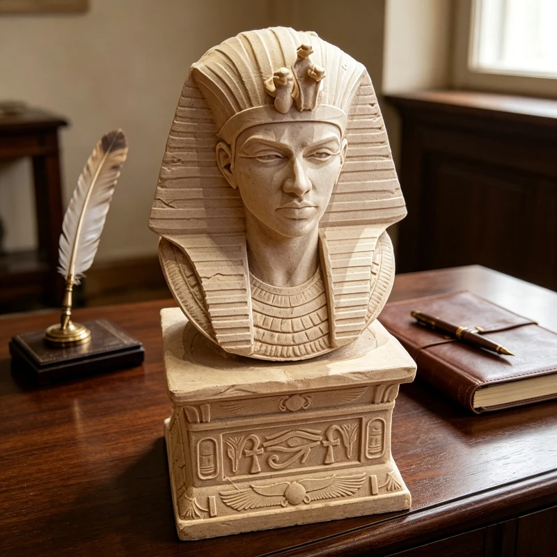 Ancient Egyptian Pharaoh Tutankhamun Bust Statue, Nemes Headdress, Eye of Horus, Home & Garden Decor Collectible