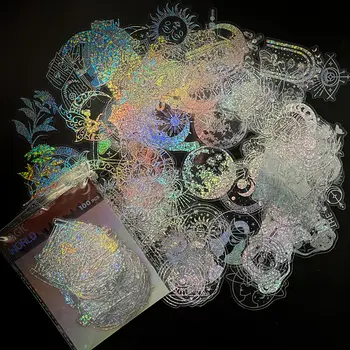 100 listů barevných laserových samolepek Magic World PET samolepky na lahve s vodou, estetické, Magic Memoirs Series, příručka, dekorace pro kutily 12 nejlepší prodej Samolepka na nehty s motivem Harryho Pottera - №4